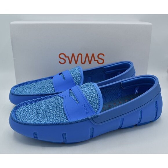 SWIMS Mens Size 11 Sail Blue Printed Penny Slip On Loafers Shoes - Picture 1 of 13